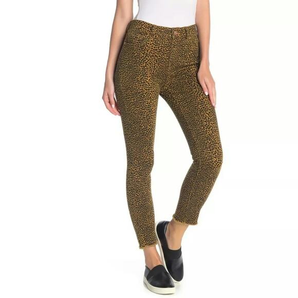 Current Elliot Spotted Cheetah Animal High Waist Stiletto Jean Size 26 Raw Hem - Picture 1 of 6